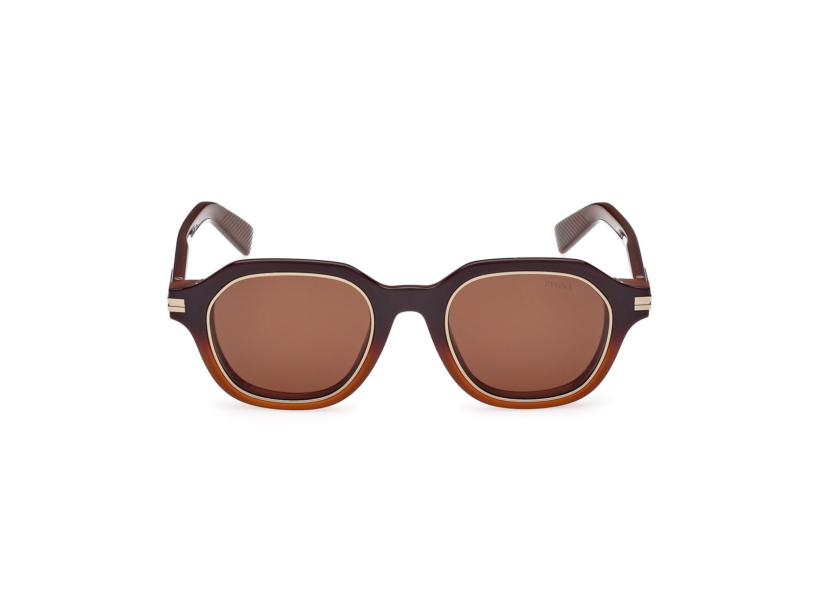 Das Bild zeigt die Zegna Sonnenbrille 0250 in hellbraun Verlauf von vorne.
